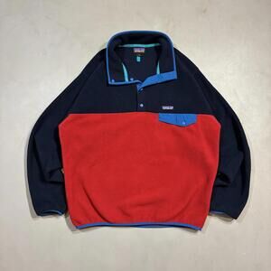 Patagonia Synchilla Snap T Fleece ~ Men's L ~ Navy & Red